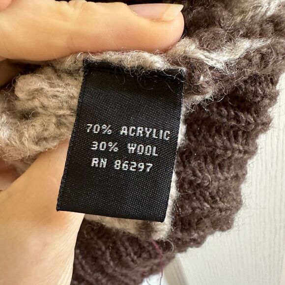 BCBG MAX AZRIA BLACK And brown CROCHETED SWEATER  acrylic wool blend Size XL - Picture 4 of 6